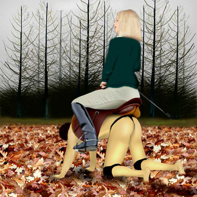 Riding Goddess enjoying the sight of autuum leaves