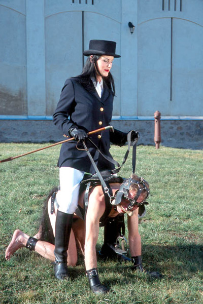 Pony completely exhausted by sadistic riding Mistress