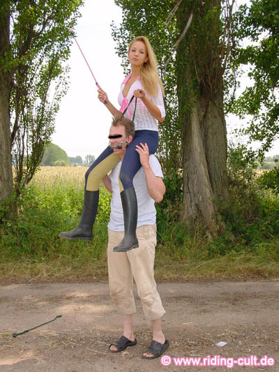 Mistress Kitty gets her human pony ready for another tough day of riding